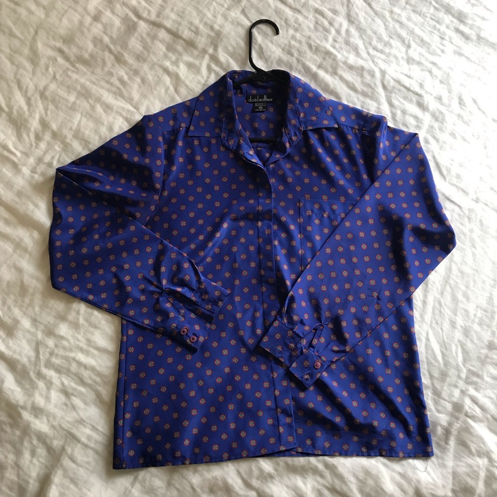 Cobalt Blue David Matthews Vintage Blouse - Picture 2 of 5